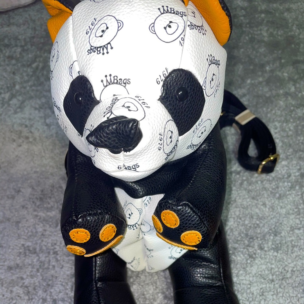 Panda bear leather book bag/ purse